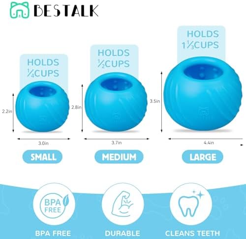 Long-Lasting Dog Lick Toy, Wobbly Dog Enrichment Lick Bowl to Keep Dogs Busy, Interactive Stuffable Dog Treat Feeder for Boredom, Silicone Treat Dispensing Chew Toy(Light Blue,M)