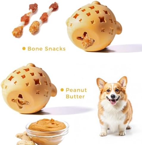 MewaJump Dog Toy Treat Food Dispenser Puzzle Rubber Chew Toys Stuffed Ball