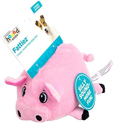 Outward Hound Fattiez Squeaky Plush Dog Toy, Pig, Small, 6.8"