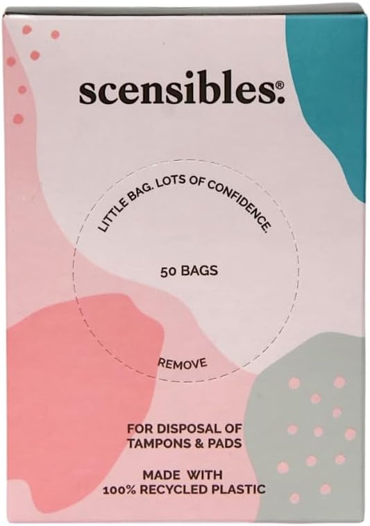 Scensibles Personal Care Disposal Bags (50 Count) - For Tampons, Pads, Liners, Condoms & More - Discreet, Hygienic & Odor-Reducing Disposal Solution
