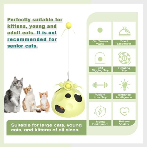 Sedioso Cat Toy, 4-in-1 Cat Interactive Toys for Indoor Cats, Hide and Seek Cats Toys, Spinning Toy and Kitty Food Dispenser Feeder Treat Dispensing Feeding Toy (Green)