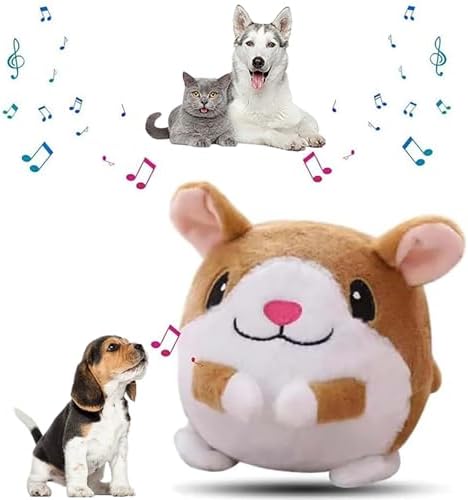 Active Moving Pet Plush Toy, 2026 Interactive Dog Toys Talking Moving Dog Ball Toy Washable Cartoon Pig Plush Sound Electronic Herding Ball for Dogs Shake Bounce Boredom Toys (Hamster)