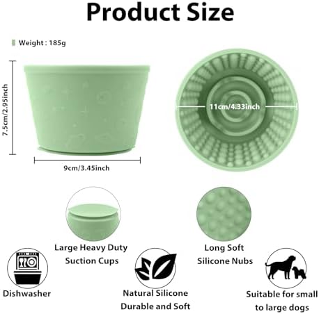 Dog Slow Feeder Lick Bowl - Non-Slip Licking Treat Dispenser for Small Medium Large Dogs, Promotes Anxiety Relief & Prevents Choking, Easy to Clean Feeding Bowl (Green, S)