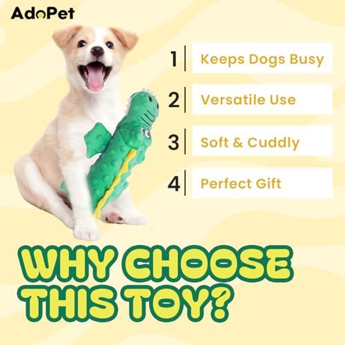 Squeaky Octopus Dog Toy – No Stuffing, Crinkle Sound Plush Chew Toy for Small and Medium Dogs – Durable and Machine Washable – 2 Pack (Green Crocodile)