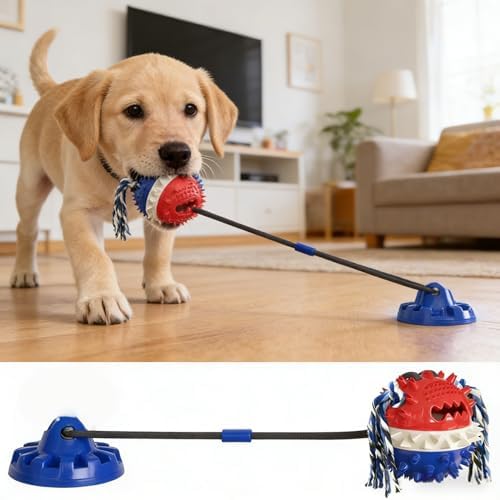Interactive Dog Toys Mental Stimulation Flirt Poltug of War for Games, Teething Treats & Puzzle Food Dispensing Ball Cognitive Pull Pitbull Toy Keep Them Busy Ropes