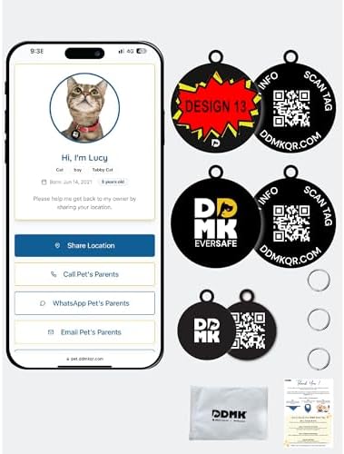 DDMK Smart Pet Tag Set | Includes 3 Tags | QR Code for Instant Alerts | Custom Pet Profiles | Durable & Waterproof | No Subscriptions or Fees |13-OH NO! NOT Again ! Call My Human