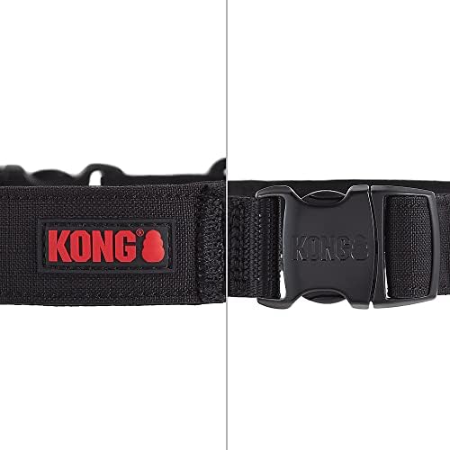 KONG Ultra Durable Padded Comfort Handle Dog Collar (Medium, Black)