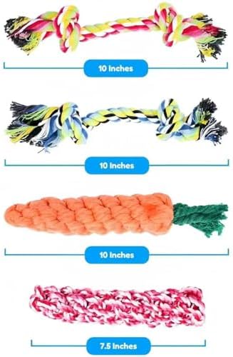 Dog Rope Toys Set, 11 Pack Puppy Chew Toys with Flying Disc, Cotton Rope Ball, Giraffe, Carrot, Knot Toys for Training, Playing, Interactive Pet Toys