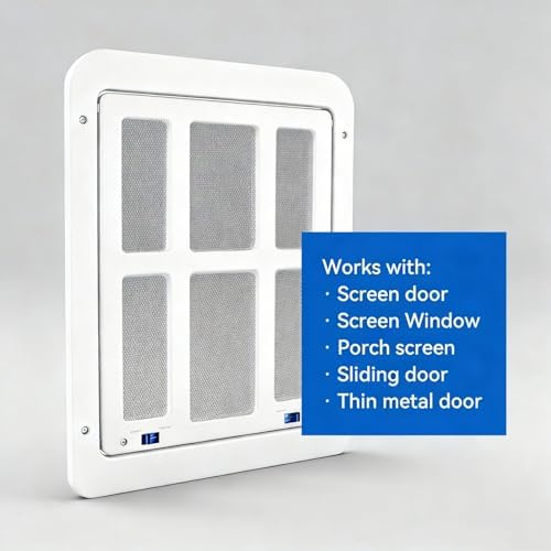 Namsan Cat Door for Screen Door, Passage 8.3 x 10.3 inches, Small Dog Door for Sliding Door, Cat Screen Window, Magnetic Flap Auto Closing, Screen Door with Doggie Door Built in, Lockable, White