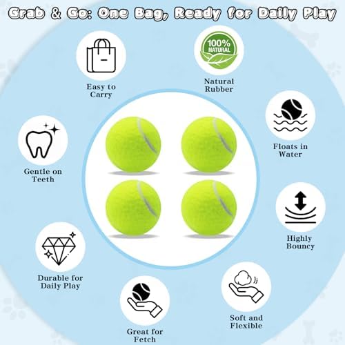 Magicorange Tennis Balls for Dogs,Colorful Easy Catching Dog Balls,4 Pack