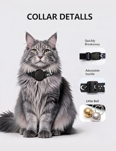 GPS Cat Tracker Collar (iOS & Android) - Real-Time Activity Tracking Black