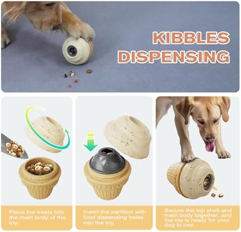 Frozen Treat Dog Toy, Ice Cream Cone Slow Feeder, for All Breeds