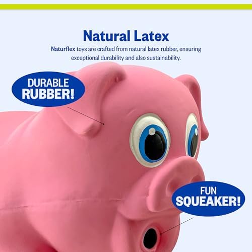 PetSport Naturflex Tiny Tots Pig Toy - Durable & Long-Lasting, Non-Toxic Material, Internal Squeaker, Rubber Toy for Dogs, Ideal for Interactive Play and Engagement