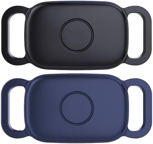 DDJ Dog Collar Holder for Tile Life360 Pro 2024 Tracker Case, 2-Pack | Waterproof Silicone Cover, Full-Body Protective Case, Ultra Durable, Scratch Resistant, ,Black,Blue