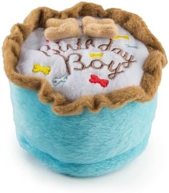 Haute Diggity Dog Birthday Boy Cake Plush Dog Toy, Funny Stuffed Dog Toy