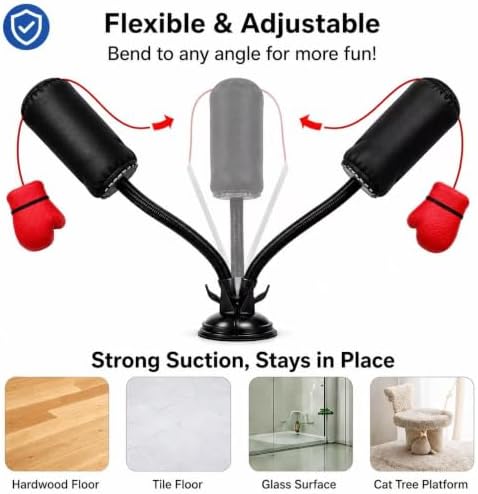 MOYEE Cat Punching Bag Toy, Interactive Punch Cat Toy with Dangling Boxing Gloves, Sturdy ABS Suction Cup Base Wobble Cat Boxing Toy for Indoor Cats Exercise & Mental Stimulation