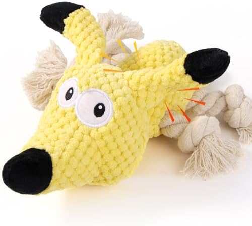 Letsmeet Squeaky Plush Dog Toys - Rope-Designed Interactive Dog Chew Toy for Large Dogs, Puppy Toys for Tug of War, Durable Pet Toys for Dogs
