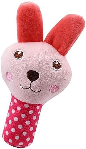 FECAMOS Pet Teething Toy, Interactive Rabbit Pet Biting Toy Teeth Grinding Soft Anxiety Reduction Bite Resistant Rose Red for Outdoors for Bedroom