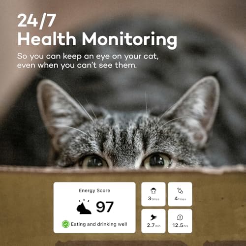 Health Tracker for Cats - Smart Cat Collar with Safety Breakaway Buckle for Indoor Cats, Wellness Alerts, Real-time Monitoring (White×Jasmine,S)