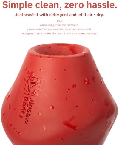Stuffable Enrichment Dog Toy – Durable Natural Rubber Treat Dispenser for Large Dogs, Irregular Shape, Red, Bully Stick Compatible