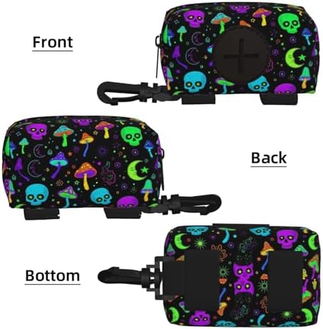 Dog Waste Bag Dispenser Trippy Moon Skulls Mushrooms Pets Poop Bag Dispenser for Leash Accessory