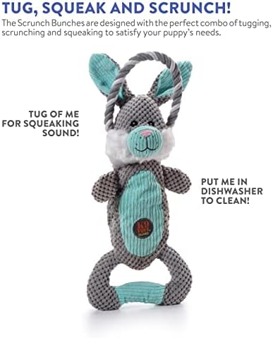 Charming Pet Scrunch Bunch Bunny Interactive Plush Squeaky Dog Tug Toy