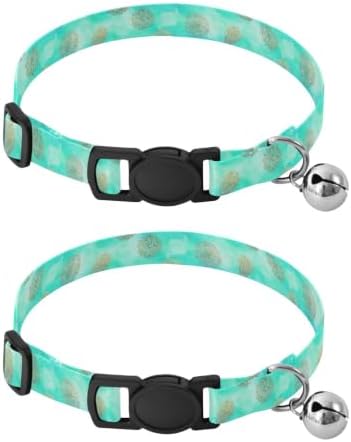 Mandalas Paisley Turquoise Aqua Kitten Collars 2 Pack Lightweight Small Dog Collar Adjustable 10.6 to 17.1 Inches