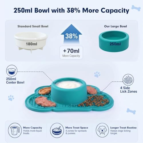 Anti-Slip Slow Feeder Dog Bowl and Lick Mat with Rolling Ball