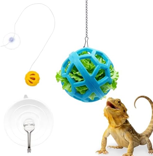 Bearded Dragon Enrichment Toys Feed Toys Bells Interactive Feeder and Exercise Ball for Lizards, Geckos & Small Reptiles Habitat Terrarium Tank