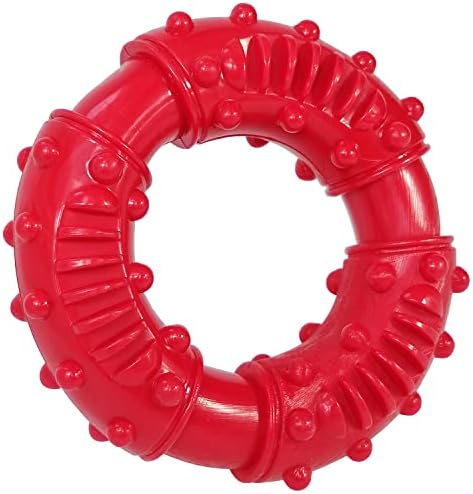 Dog Ring Chew Toys,Dog Chew Toys for Chewers,Non-Toxic Natural Rubber Indestructible Toys for Small Medium Large Dogs - Fun to Chew, Chase and Fetch (Red)