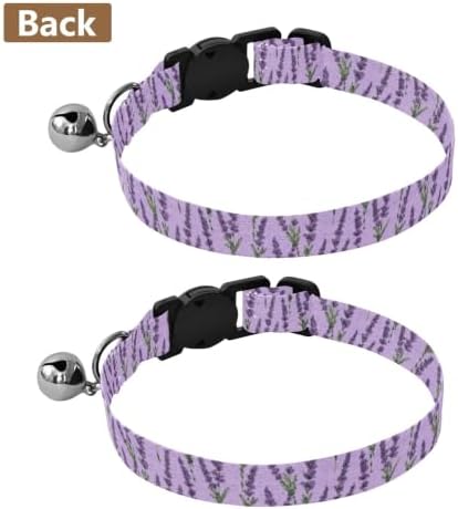 Lavender Flower Purple Cat Collar with Bell 2 Pack Puppy Collar Adjustable Length 10.6" to 17.1"