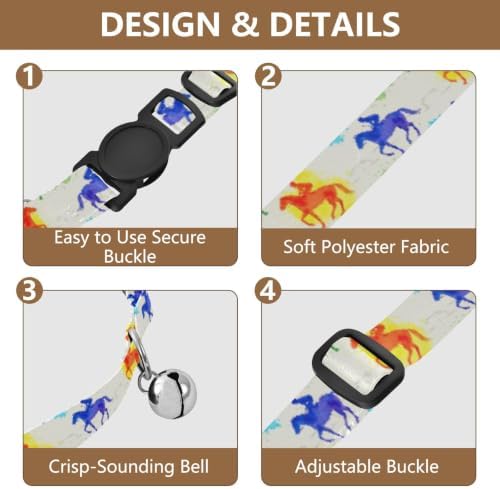 Rainbow Horse Riders Soft Cat Collar, 2 Pack Dog Bell Collar