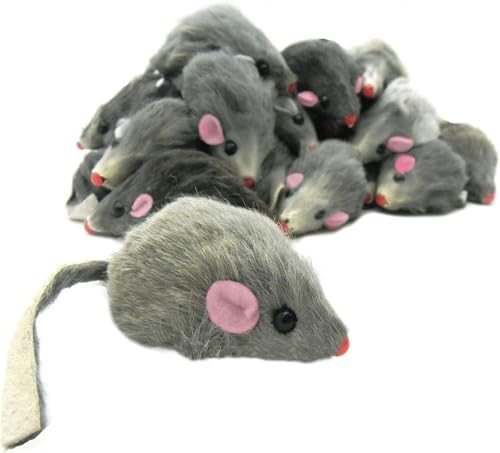 5Pcs Gray Fur Rattle Mouse Cat, Interactive Pet Play Mice, Animal for Cats, Pet Supplies