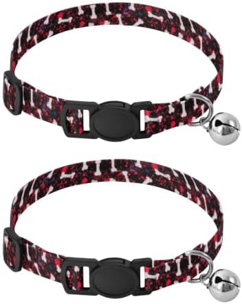 2 Pack Kitten Collar Dog Bones Kitten Collar with Bell, Adjustable 10.6 to 17.1 Inches