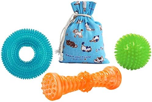 Ycozy 3 Pack Dog Squeaky Toys for Medium/Large Dogs Aggressive Chewers TPR Rubber Dog Chew Toys Puppy Teething Toys Resistant Storage Bag Included