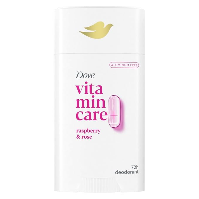 Dove VitaminCare+ Aluminum Free Deodorant Stick for 72H Odor Protection Raspberry & Rose Breathable Deodorant for Women 2.6 oz
