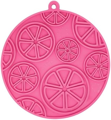 SodaPup Citrus Round eMat – Durable Enrichment Feeder Lick Mat for Dogs & Cats, Non Toxic Pet Safe Food Safe Material, Made in USA, Slow Feeder for Calming & Digestive Health