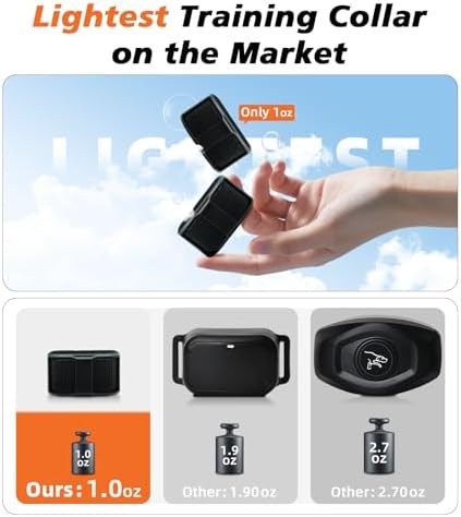 Tiniest Cat Shock Collar, Lightest Cat Training Collar with Remote for Small Cats 5-15lbs & Medium Large Cats/Puppies, Waterproof, Rechargeable, 1300ft Range (Black)