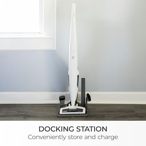 Kenmore DS1030 Cordless Stick Vacuum Lightweight Cleaner 2-Speed Suction | LED Headlight 2-in-1 Handheld for Hardwood Floor, Carpet & Pet Hair, White
