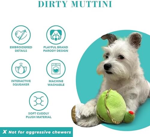 Haute Diggity Dog Dirty Muttini Plush Dog Toy, Cocktail Parody Chew Toys