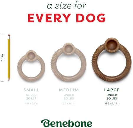 Benebone Ring Dog Chew Toy for Aggressive Chewers, Peppermint, Large