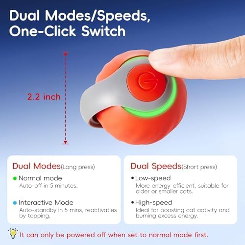 Potaroma Moving Ball Cat Toys with Feather Tail, Rechargeable