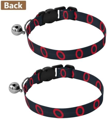 Red Oval Rings Decorative Pet Collar with Bell 2 Pack Kitten Collar Adjustable Length 10.6" to 17.1"