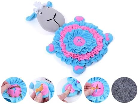 Pet Snuffle Mat Dog Foraging Food Mats Interactive Feeding Puzzle Toy Animal Design Fleece Slow Feeder Treat Dispenser for Dogs Rabbits Guinea Pigs (Sheep)