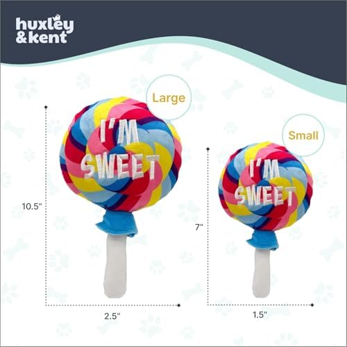 Huxley & Kent Power Plush Squeaky Dog Toy, I'm Sweet Lollipop, Large