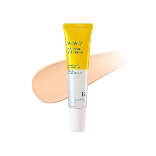 Vita C Conceal Eye Cream - Even Tone & Firming Korean Vitamin C Eye Treatment for Dark Circles, 0.34 fl. oz. 10ml