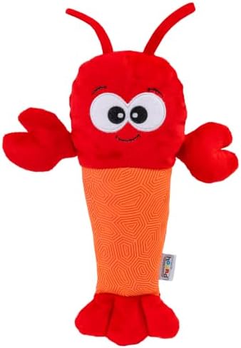Outward Hound Coated Critterz Dog Toy – Plush & Molded Texture, Squeaky Fetch, Small & Medium Dogs, Lobster, 10.4"