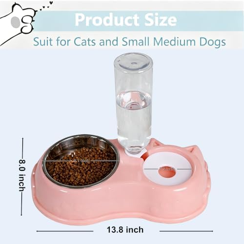 Cat Bowls Food and Water Bowl Set with Automatic Water Dispenser