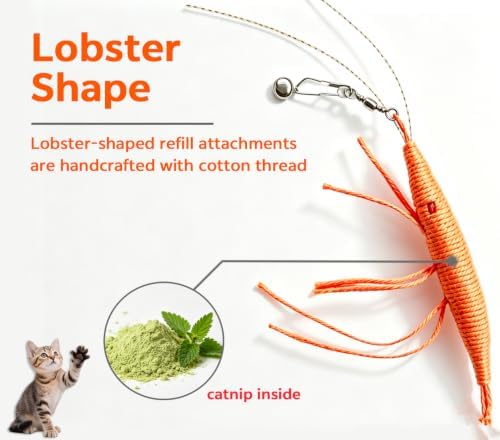 Shrimp Catnip Toys,Cat Wand Attachment Toys for Kitten Cats (4Pcs