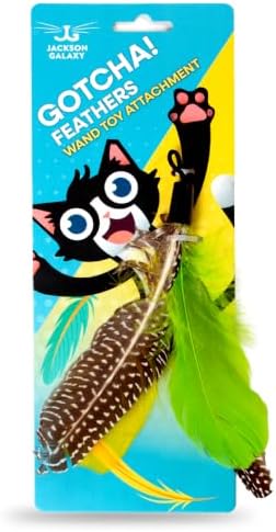 Jackson Galaxy Gotcha! Feather Wand Attachment, Cat Toy Refill